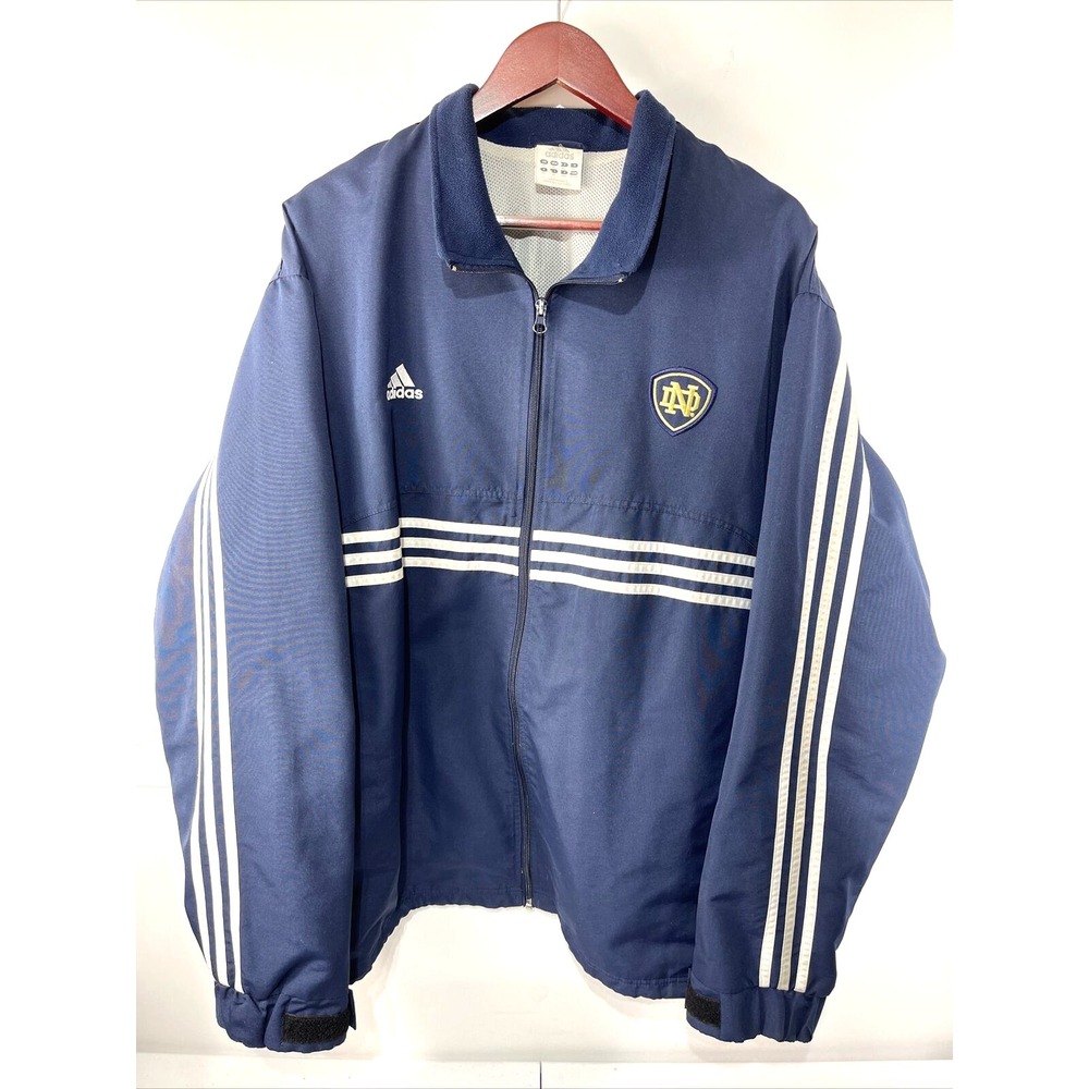 Adidas XL Mens Notre Dame Zip Up Blue Jacket